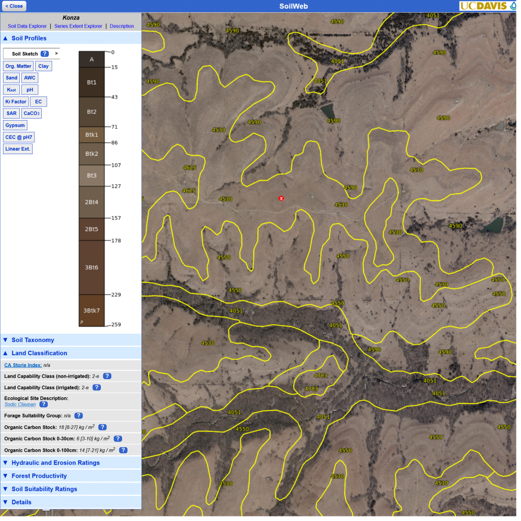 Screen capture of the SoilWeb app