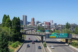 Portland highway and skyline