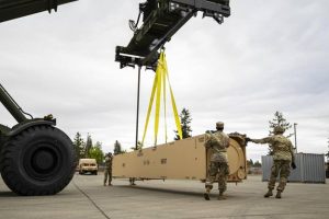  Figure 11-13: The delivery of the prototype hypersonic hardware to soldiers of 5th Battalion, 3rd Field Artillery Regiment, 17th Field Artillery Brigade is completed Oct. 7, 2021, with a ceremony at Joint Base Lewis-McChord, Washington (Source: DefenseNews | Image Credit: Staff Sgt. Kyle Larsen/U.S. Army)  