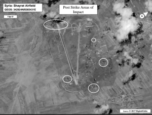 Figure 11-8: Aftermath of 2017 Tomahawk Strike on Shayrat Airfield (Source: USNI News | Image Credit: US Department of Defense)