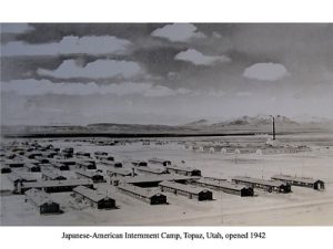 Picture of a Japanese Internment camp opened in 1942 in Topaz, Utah.